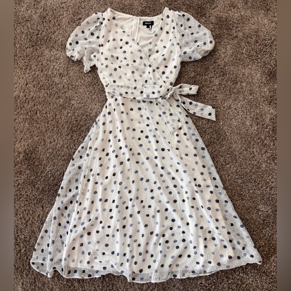 DKNY White and Blue Polka Dot Maxi Dress - Picture 5 of 7